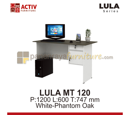 Panen Raya Furniture Meja Kantor Activ Lula MT 120 White-Phantom Oak 120x60x75