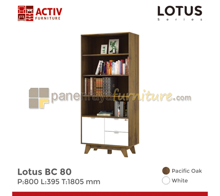Panen Raya Rak Buku Activ Lotus BC 80 Pasific Oak-White 80x40x181