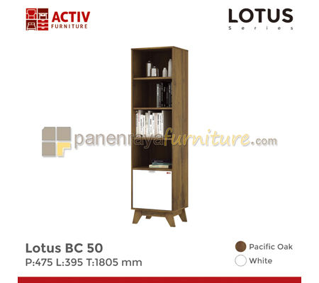 Panen Raya Furniture Rak Buku Tinggi Activ Lotus BC 50 Pasific Oak-White 48x40x181