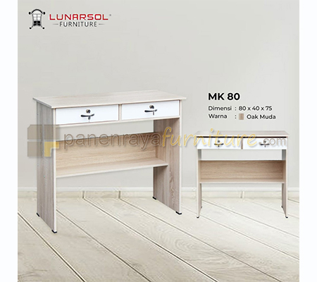 Panen Raya Furniture Meja Kantor 2 Laci Lunar MK 80 Oak Muda 80x40x75