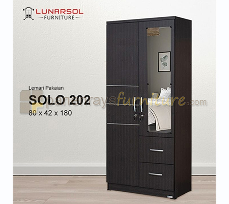 Panen Raya Lemari Pakaian 2 Pintu Cermin Lunar SOLO 202 Espresso 80x42x180