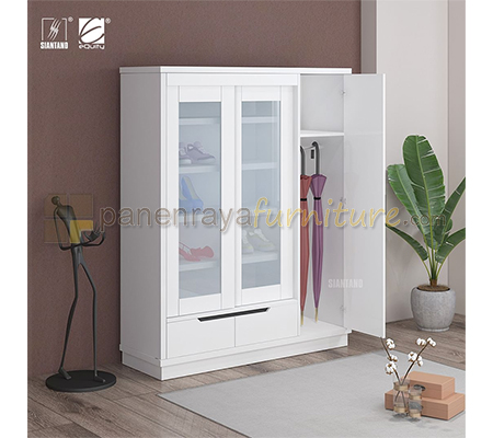 Panen Raya Furniture Lemari Sepatu Siantano RS 605 White Glossy 120x40x150