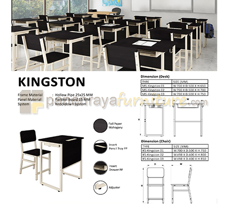 Panen Raya Furniture Meja dan Kursi Belajar SD Orbitrend MS dan KS KINGSTON 01 Mahogani-Beige 