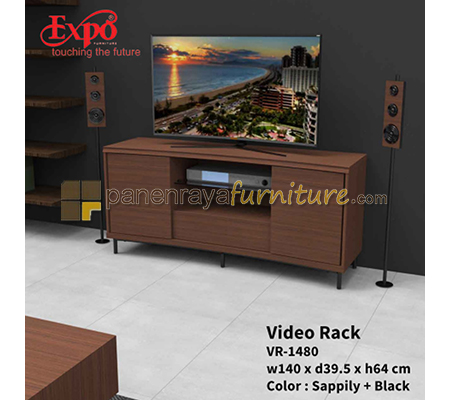 Panen Raya Furniture Rak TV Expo VR 1480 Sappily-Black 140x40x64