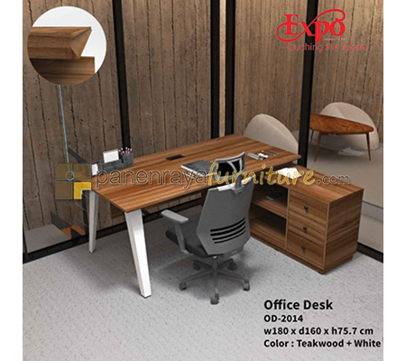 Panen Raya Meja Kantor Expo OD 2014 Teakwood-White 180x160x76