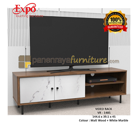 Panen Raya Furniture Rak TV Expo VR 1485 Matt Wood-White Marble 145x40x45