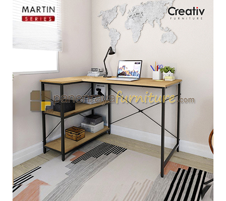 Panen Raya Furniture Meja Tulis Kantor Activ Martin MSB 120 J Beige Oak-Black 120x80x76