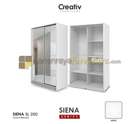 Panen Raya Lemari Pakaian 2 Pintu Sliding Activ Siena SL 200 White 120x60x200