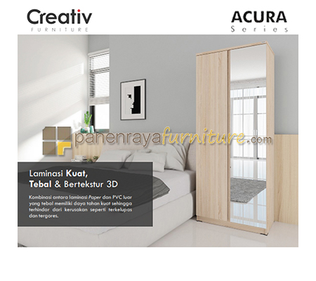 Panen Raya Lemari Pakaian 2 Pintu Cermin Activ Acura LP 200 Sonoma Oak 80x52x201