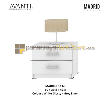 Panen Raya NAKAS 2 LACI ACTIV MADRID NK 60 WHITE GLOSS GREY LINEN