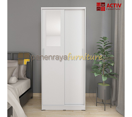 Panen Raya Lemari Pakaian 2 Pintu Sliding Cermin Activ Spin SL 81 White 79x50x184