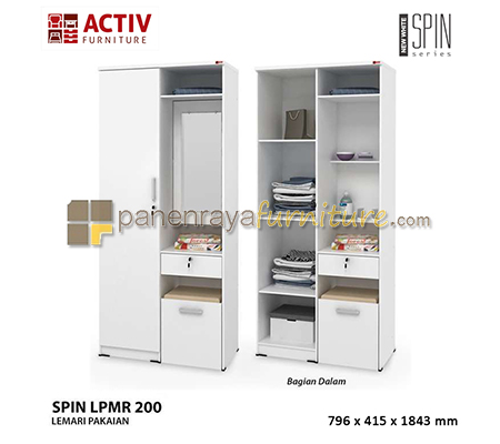 Panen Raya Lemari Pakaian 2 Pintu Plus Meja Rias Activ Spin LPMR 200 White 80x42x185