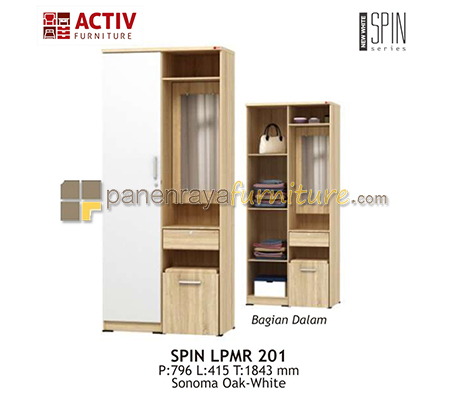 Panen Raya LEMARI PAKAIAN 2 PINTU PLUS MEJA RIAS ACTIV SPIN LPMR 201 SONOMA OAK-WHITE 80x42x185