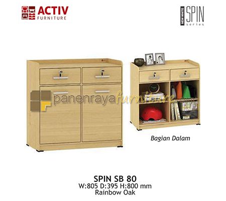 Panen Raya Furniture CREDENZA / SIDEBOARD 2 PINTU ACTIV SPIN SB 80 RAINBOW OAK 81x40x80