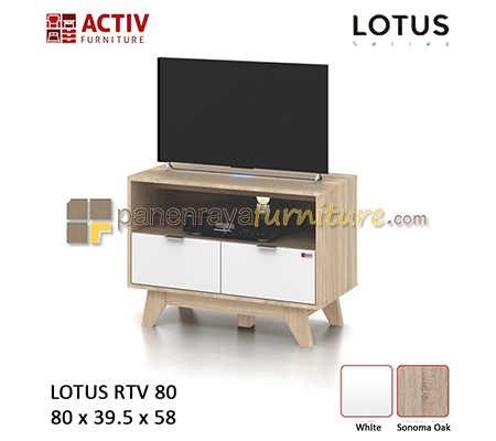 Panen Raya Furniture Meja TV Activ Lotus RTV 80 Sonoma Oak-White 80x40x58