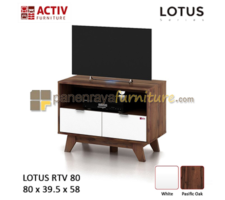 Panen Raya Furniture Meja TV Activ Lotus RTV 80 Pasific Oak-White 80x40x58
