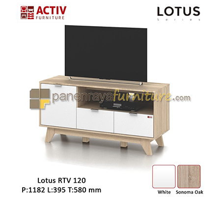 Panen Raya Meja TV Activ Lotus RTV 120 Sonoma Oak-White 119x40x58