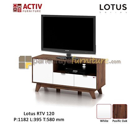 Panen Raya Furniture Meja TV Activ Lotus RTV 120 Pacific Oak-White 119x40x58