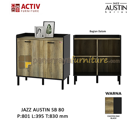 Panen Raya Furniture Credenza / Sideboard Activ Jazz Austin SB 80 Canyon Oak-Black 81x40x83