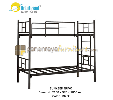 Ranjang Susun Besi Orbitrend Nuvo Black 210x97x180 Tanpa Kasur