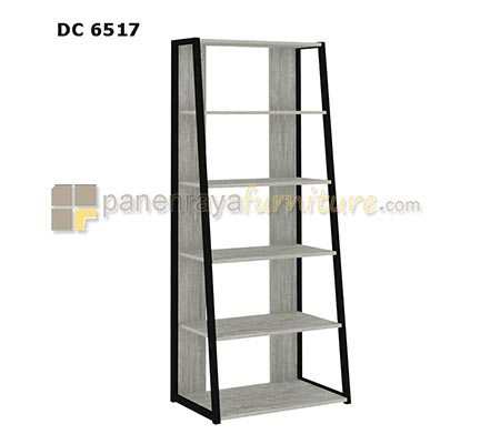 Panen Raya Furniture Lemari Pajangan Expo DC 6517 Grey Stone-Metal Black 65X41x160
