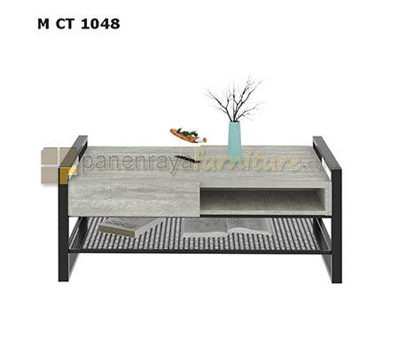 Panen Raya Furniture Coffee Table Expo M CT 1048 Grey Stone-Black 108x60x45
