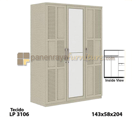 Panen Raya Furniture Lemari Pakaian 3 Pintu Expo LP 3106 Tecido 143x58x204