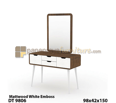Panen Raya Meja Rias Plus Puff Expo DT 9806 Matt Wood - White 98x42x150