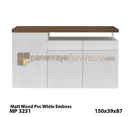 Panen Raya Furniture Multi Purpose Expo MP 3231 Matt Wood - PVC White Emboss 150x39x87