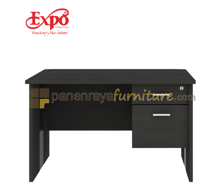 Panen Raya Furniture Meja Kantor Expo MD 1275 1 Laci 1 Filling Dark Oak 120x75x75