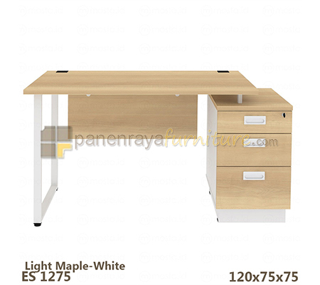 Panen Raya Furniture Meja Komputer Expo ES 1275 Light Maple-White 120x75x75