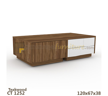 Panen Raya Furniture COFFEE TABLE EXPO CT 1252 TEAKWOOD-WHITE
