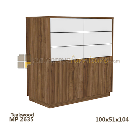Panen Raya Furniture CREDENZA EXPO MP 2635 TEAKWOOD-WHITE