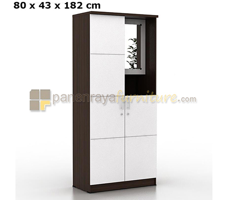 Panen Raya LEMARI PAKAIAN 2 PINTU PLUS CERMIN PRODESIGN ALBA WDD2 (WALNUT-WHITE) 80x43x182