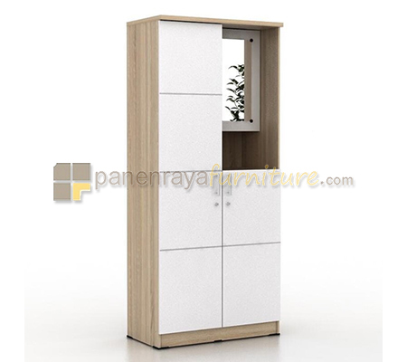 Panen Raya LEMARI PAKAIAN 2 PINTU PLUS CERMIN PRODESIGN ALBA WDD2 (SONOMA OAK - WHITE) 80x43x182