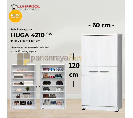 Panen Raya Furniture Lemari Sepatu Lunar Huga 4210 Sonoma White 60x32x120