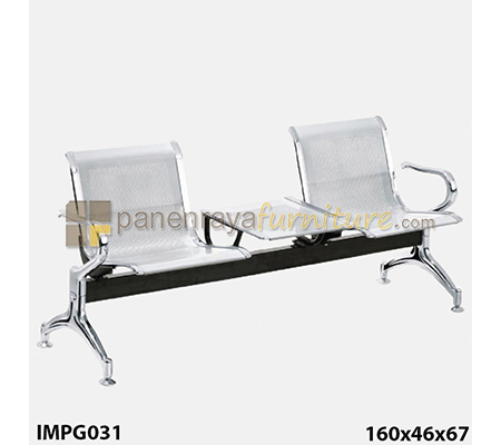 Panen Raya Furniture KURSI TUNGGU 2 SEAT IMPORTA IMP G031 SILVER 160x46x67