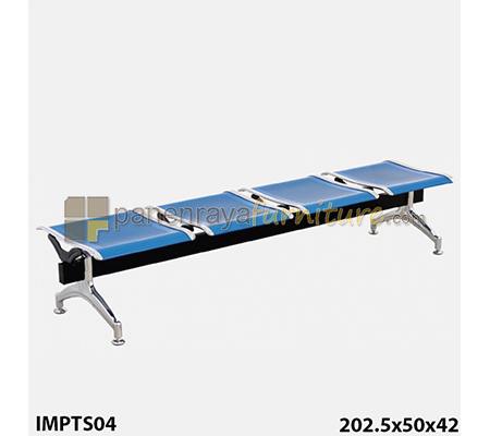Panen Raya Furniture KURSI TUNGGU 4 SEAT IMPORTA IMPTS04 BIRU-SILVER 203x50x42