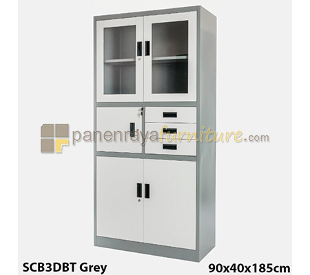 Panen Raya Furniture Lemari Arsip Besi IMPORTA SC B3D BT Grey - Beige 90x40x185