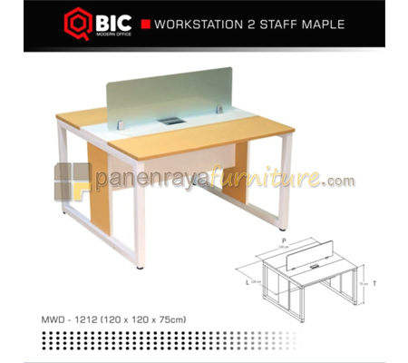 Panen Raya Furniture Workstation Staff 2 Seater QBIC MWD 1212 Maple 120x120x75 Kaki Metal
