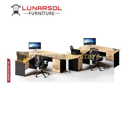 Panen Raya Furniture Meja Kantor 2 Seater Lunar Workstation Set