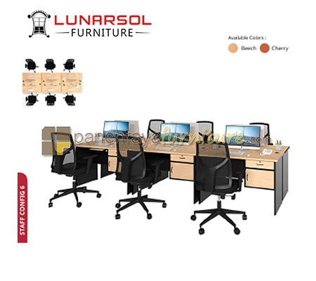Panen Raya Furniture Workstation Staff 6 Seater Lunar Staff Config 6