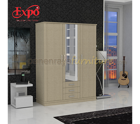 Panen Raya Furniture Lemari Pakaian 3 Pintu Expo LP 158 Tecido 152x60x206
