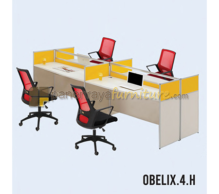 Panen Raya Furniture Workstation 4 Seater HPL Indachi Obelix.4.H 