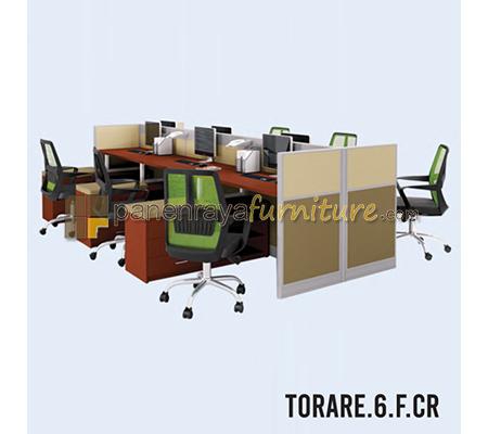 Panen Raya Furniture Workstation 6 Seater HPL Indachi Torare.6.F.CR
