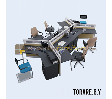 Panen Raya Furniture Workstation 6 Seater HPL Indachi Torare.6.Y