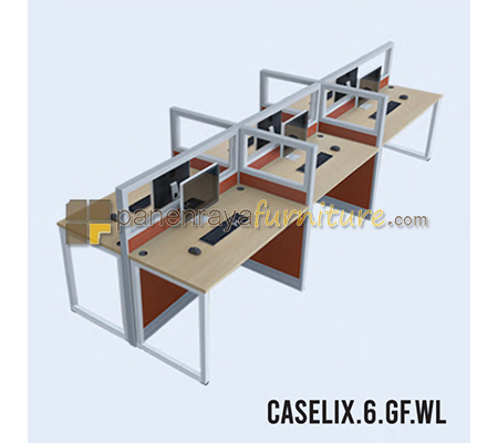 Panen Raya Furniture Workstation 6 Seater Indachi Caselix.6.GF.WL