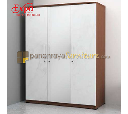 Panen Raya Lemari Pakaian 3 Pintu Cermin Expo LP 3126 Sappily-White Marble 143x57x200