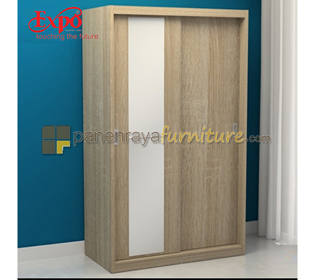 Panen Raya Lemari Pakaian 2 Pintu Sliding Plus Cermin Expo LP 2127 Sonoma Oak 120x60x200