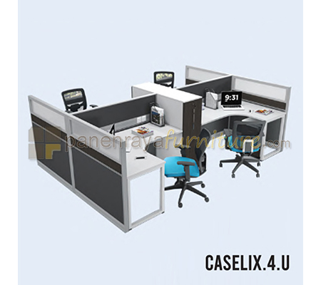 Panen Raya Furniture Workstation 4 Seater HPL Indachi Caselix.4.U
